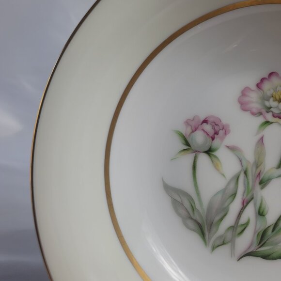 Mikado Harmony Round Serving Bowl Cream Rim Pink Floral Center - Picture 7 of 14